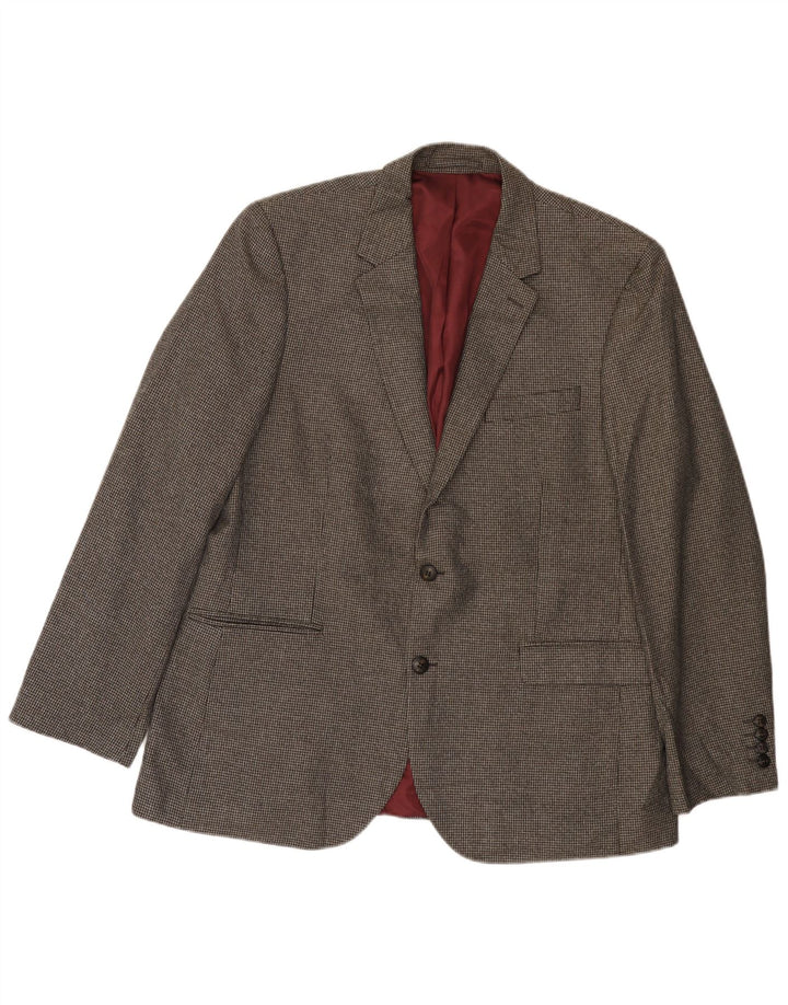 MARKS & SPENCER Chaqueta tipo blazer de 2 botones para hombre UK 38 Gris medio Pata de gallo