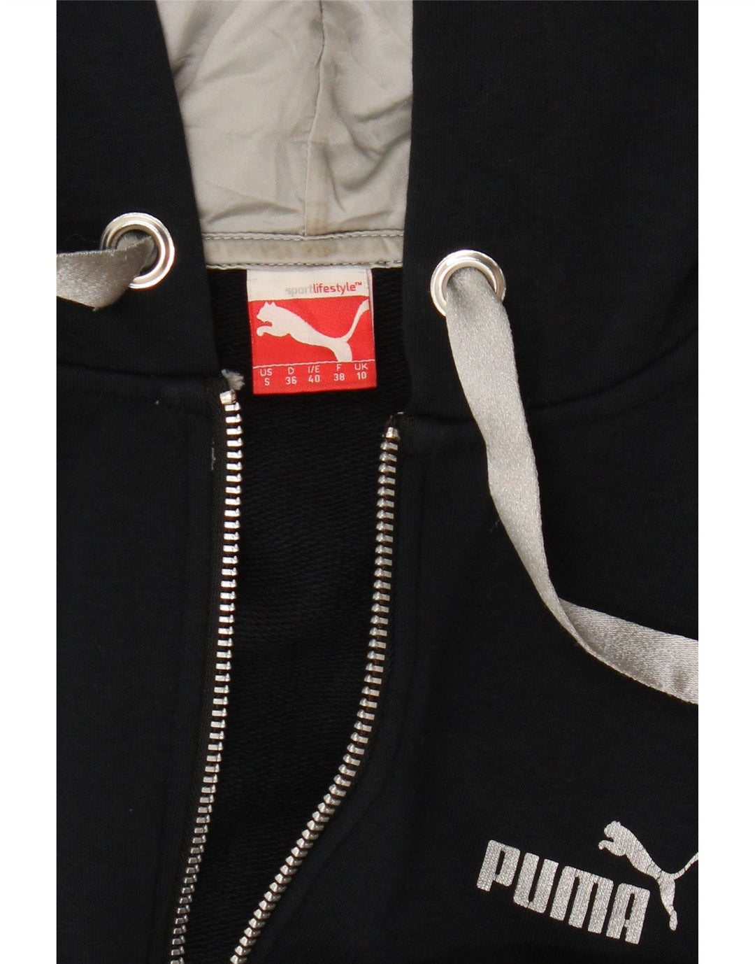 Puma Sudadera con capucha y cremallera para mujer UK 10 Small Azul marino