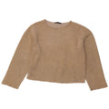 Zara Mujer Crop Top Manga Larga UK 10 Small Beige Poliéster