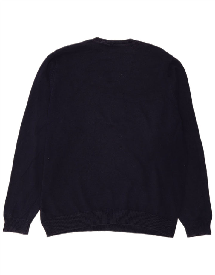 Marks & Spencer Jersey de corte regular con cuello en V para hombre, talla grande, azul marino