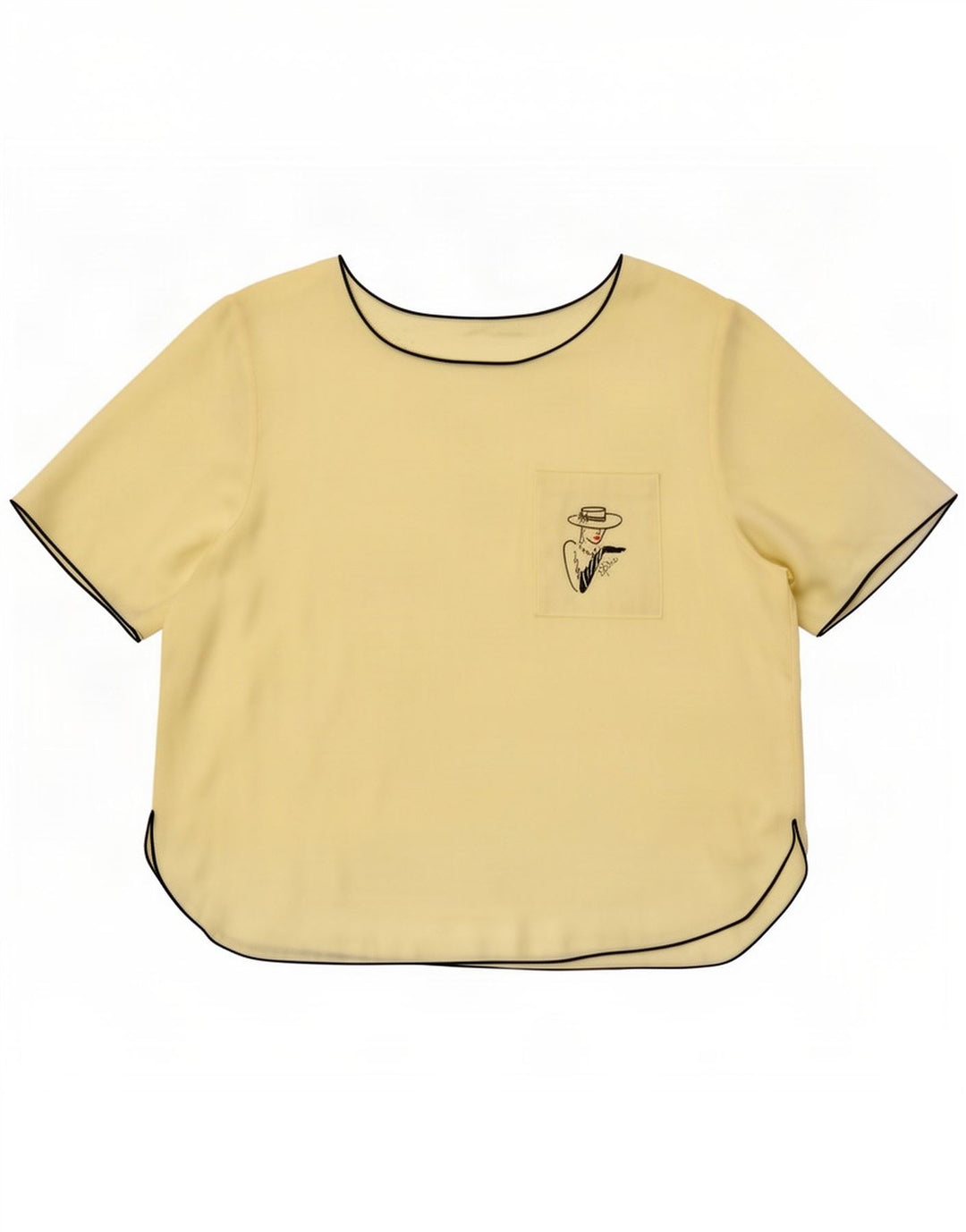 Vintage mujer blusa gráfica Top Reino Unido 16 amarillo grande