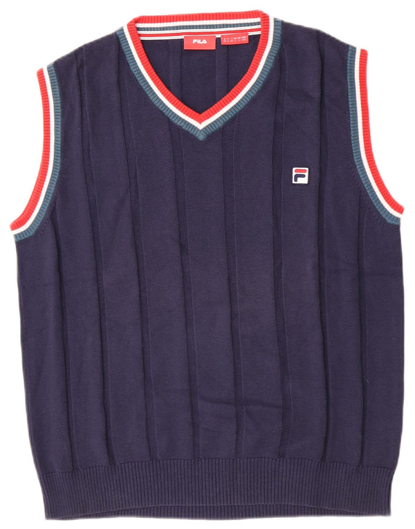 Fila Mens Vest Tank Top Large Azul Marino Colorblock Algodón