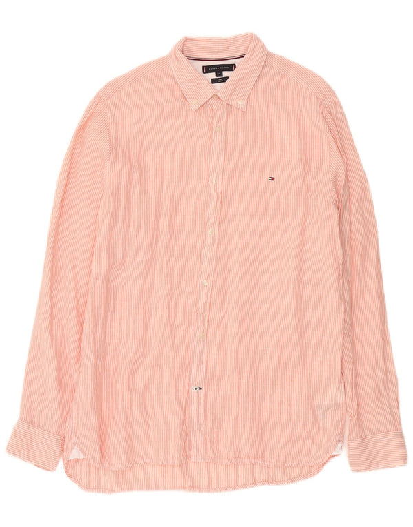 Camisa Tommy Hilfiger Hombre Slim Fit XL Lino Rayas Rosa
