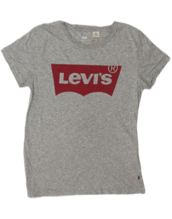 Levi's Camiseta gráfica para mujer Top UK 44 Algodón moteado gris medio
