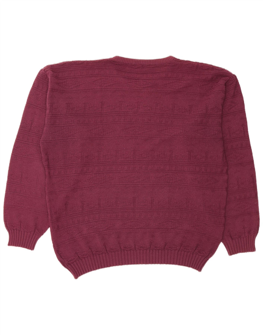 VINTAGE Hombres Crew Neck Jumper Suéter Grande Borgoña