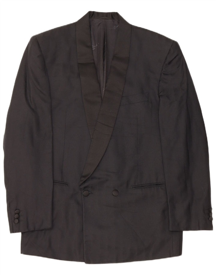 Pierre Cardin Chaqueta tipo blazer con doble botonadura para hombre UK 38 Seda negra mediana