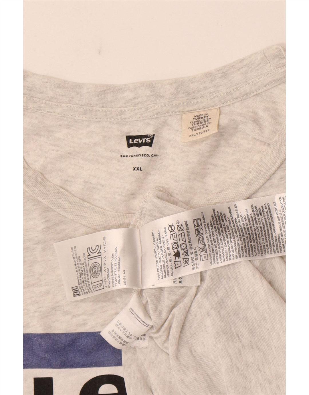 Levi's Camiseta gráfica para hombre Top 2XL Algodón moteado gris