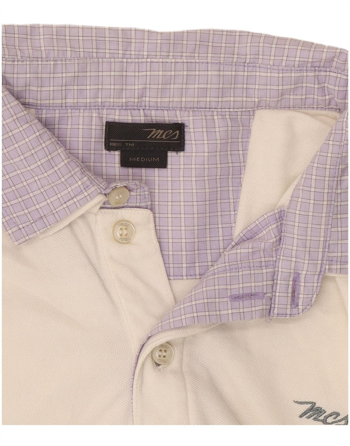 Marlboro Classics Polo para hombre de algodón color block blanco mediano