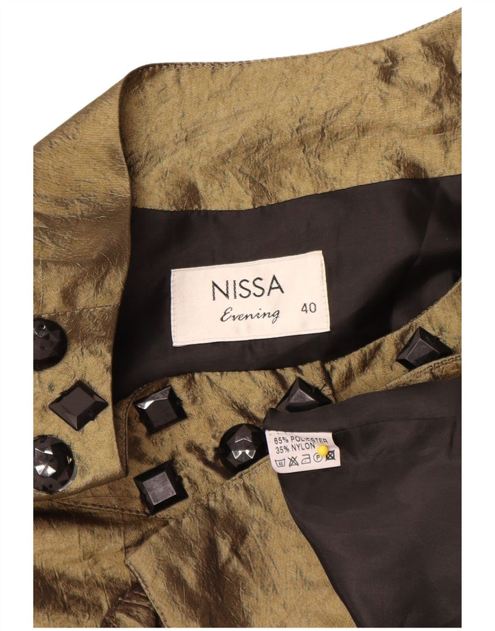 Nissa Top Bolero de Manga 3/4 para Mujer EU 40 Poliéster Caqui Medio