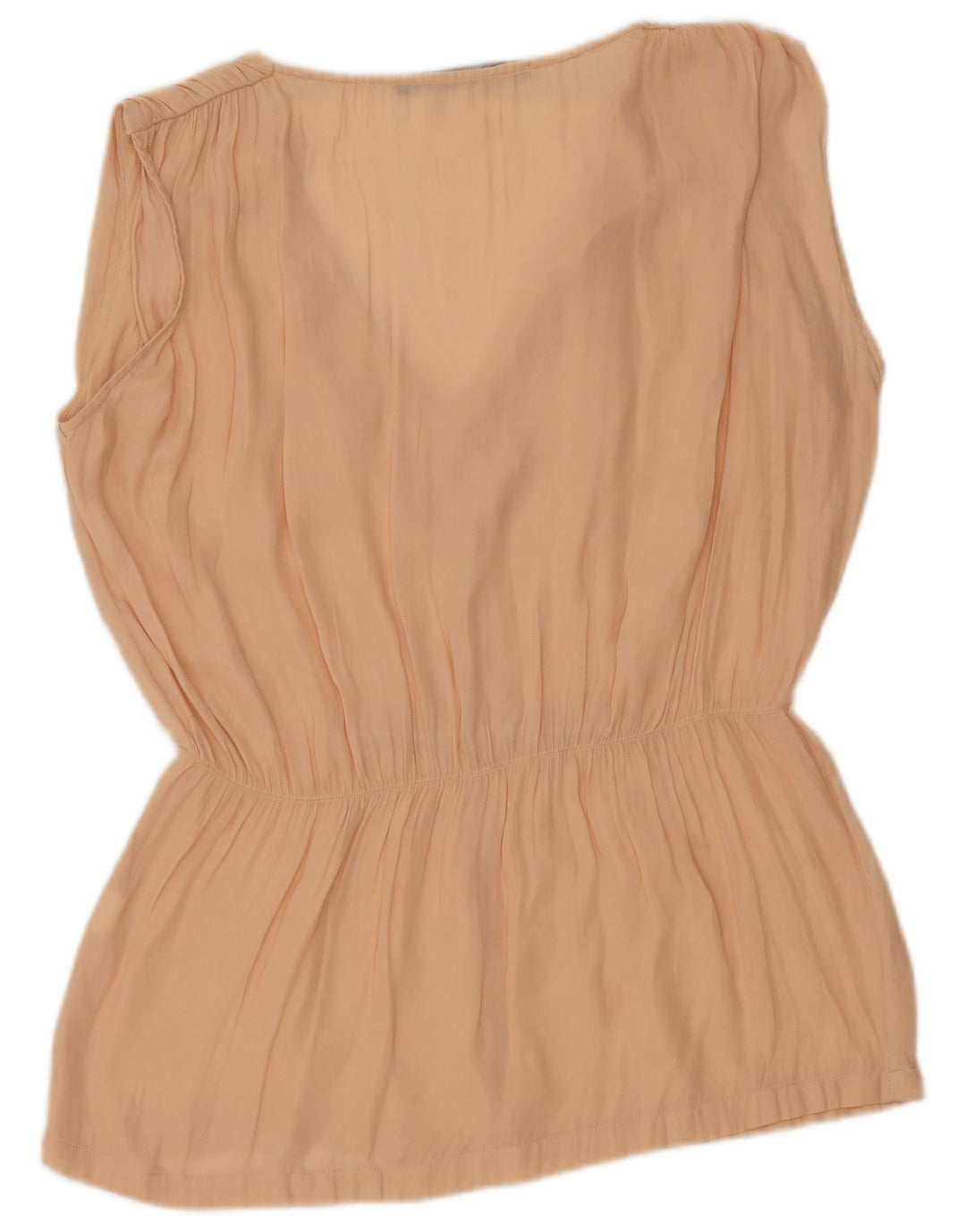 Zara Mujer Blusa Sin Mangas Top UK 44 Poliéster Beige Medio