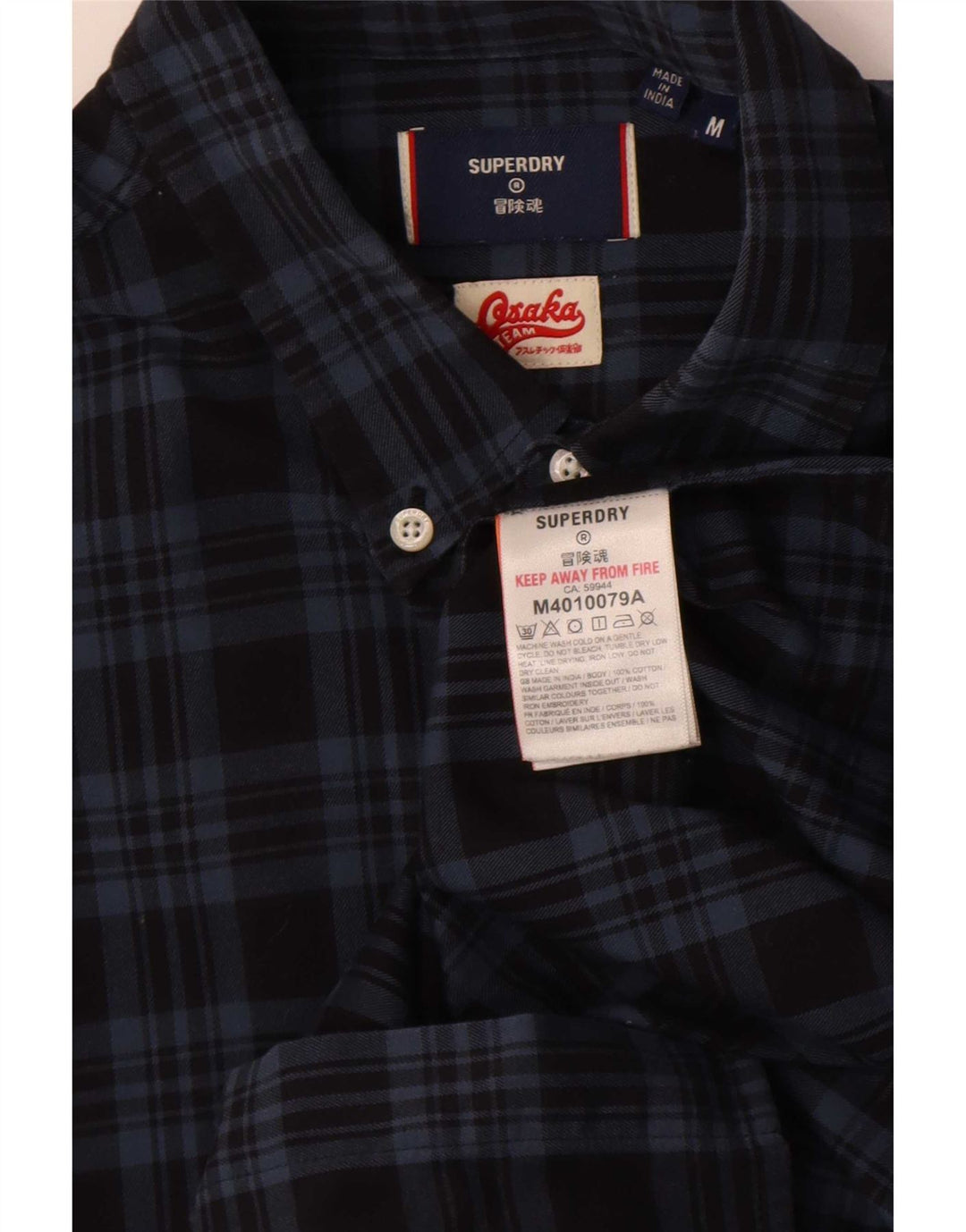 Superdry Camisa De Franela De Algodón A Cuadros Azul Marino Mediano
