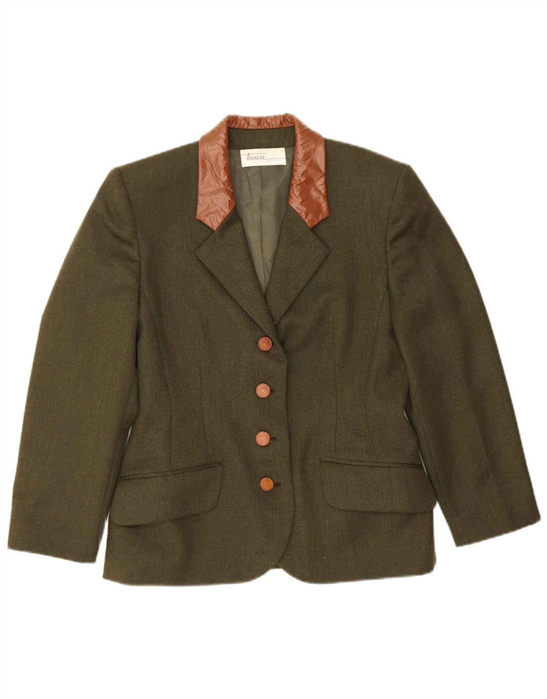 Chaqueta blazer vintage de 4 botones para mujer IT 42 Bloque de color verde medio