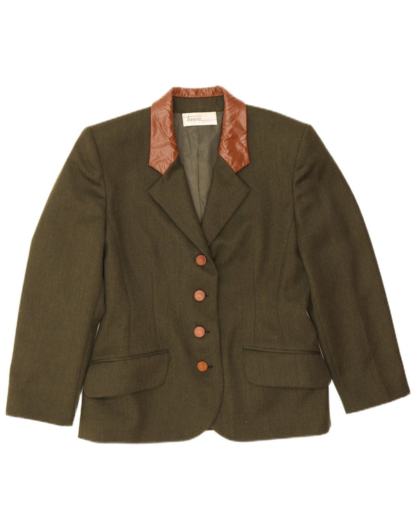 Chaqueta blazer vintage de 4 botones para mujer IT 42 Bloque de color verde medio