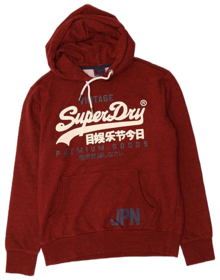 SUPERDRY Jersey con capucha gráfica para hombre XL Granate Algodón