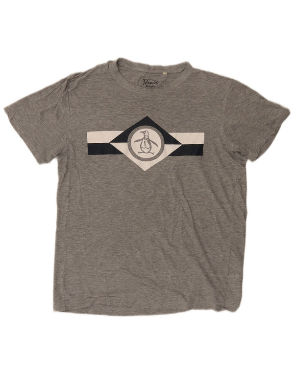 Penguin - Camiseta gráfica para hombre, talla grande, algodón gris
