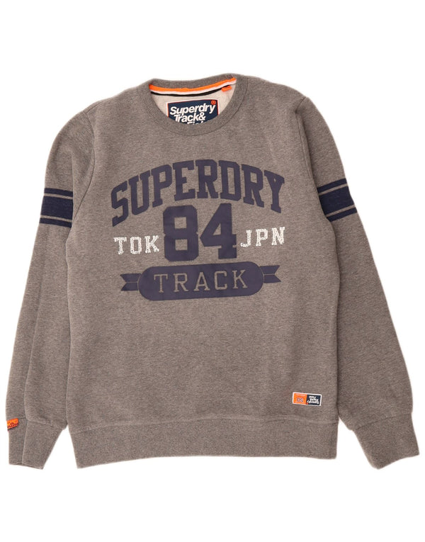 Superdry Hombre Sudadera Gráfica Jumper XL Gris Colorblock Algodón