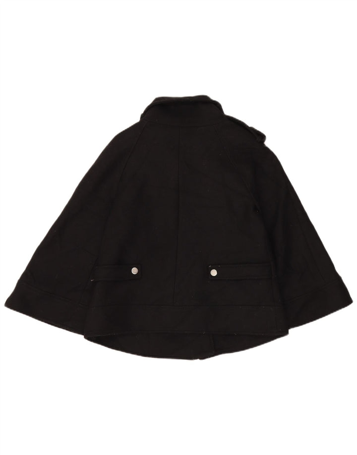 Zara Mujer Poncho Corto Abrigo UK 6 XS Lana Negra