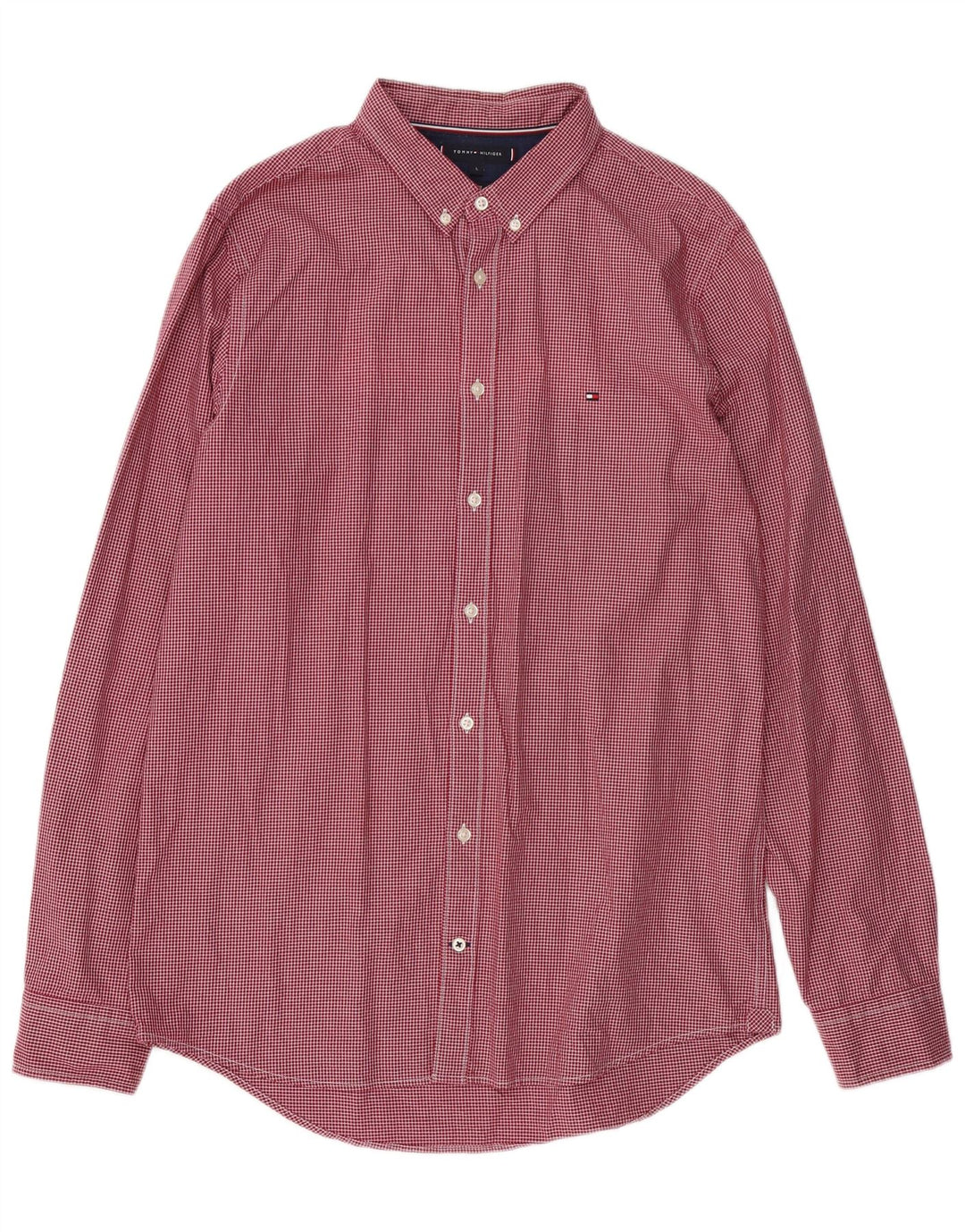 TOMMY HILFIGER Camisa ajustada de hombre de algodón a cuadros rojos grandes