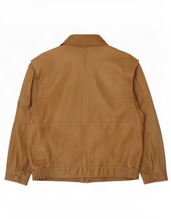 Chaqueta de cuero vintage para hombre IT 54 2XL Marrón