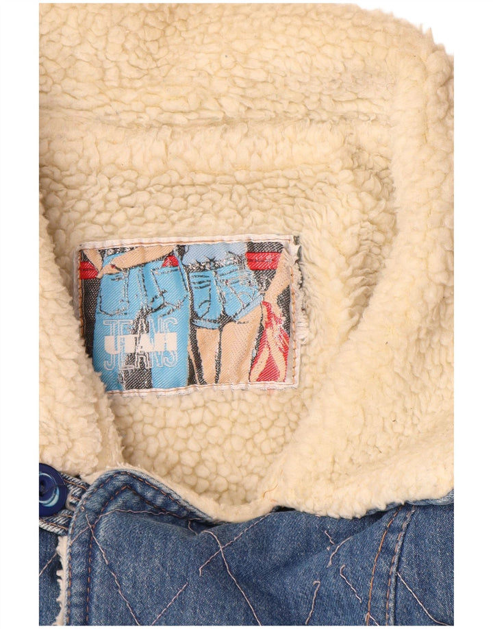 VINTAGE Hombres Denim Sherpa Chaqueta Reino Unido 40 Grande Azul Algodón Clásico
