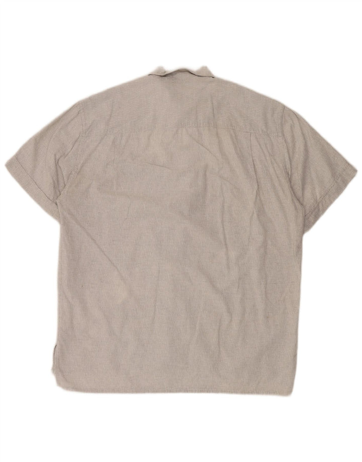 Vintage hombres camisa de manga corta algodón gris grande