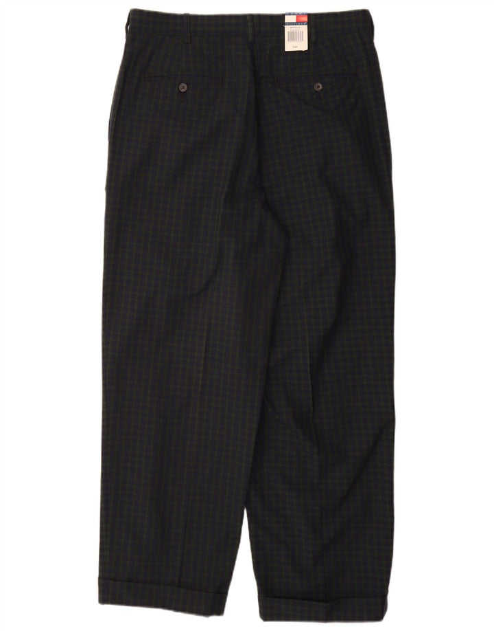 Tommy Hilfiger Pantalones casuales pegados para hombre W33 L30 Algodón a cuadros azul marino