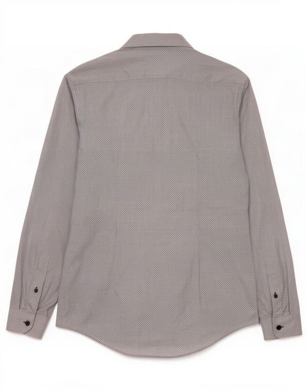 Zara Hombre Camisa Slim Fit Algodón Geométrico Gris Medio