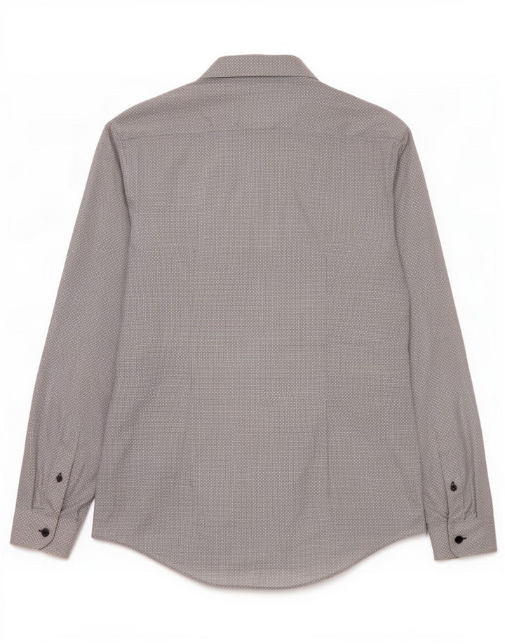 Zara Hombre Camisa Slim Fit Algodón Geométrico Gris Medio