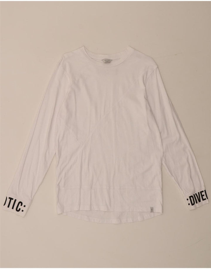 Jack & Jones Mens Graphic Top Manga Larga Pequeño Blanco