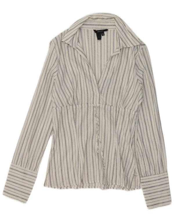 ZARA Womens Pullover Shirt Small White Striped