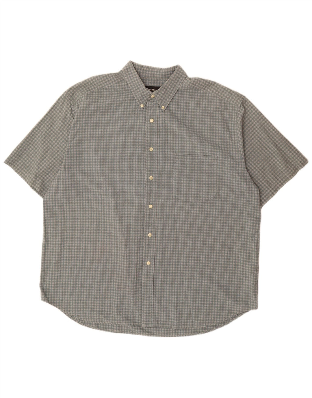 Eddie Bauer Camisa de manga corta para hombre 2XL Algodón a cuadros gris
