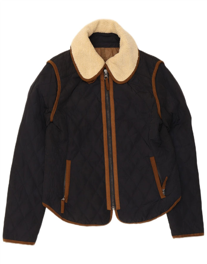Zara Mujer Chaqueta Acolchada UK 40 Grande Poliéster Azul Marino