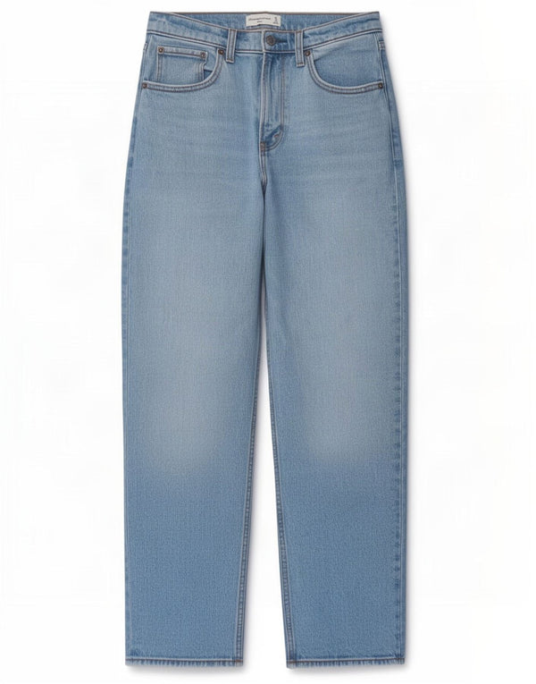 Abercrombie & Fitch Jeans rectos de talle alto para mujer US 4 Small W27 L29 Azul