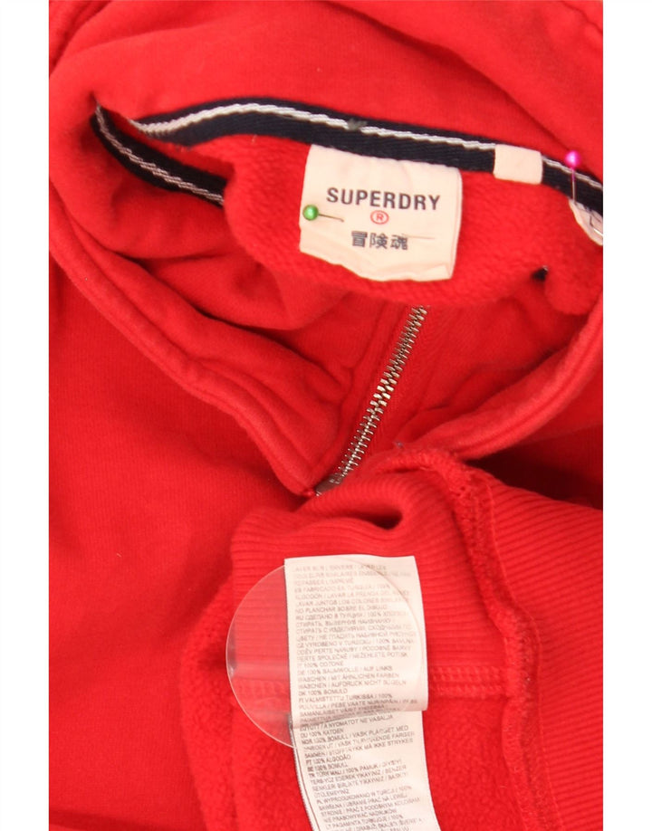 Superdry Sudadera con cuello y cremallera para hombre, jersey de algodón rojo grande