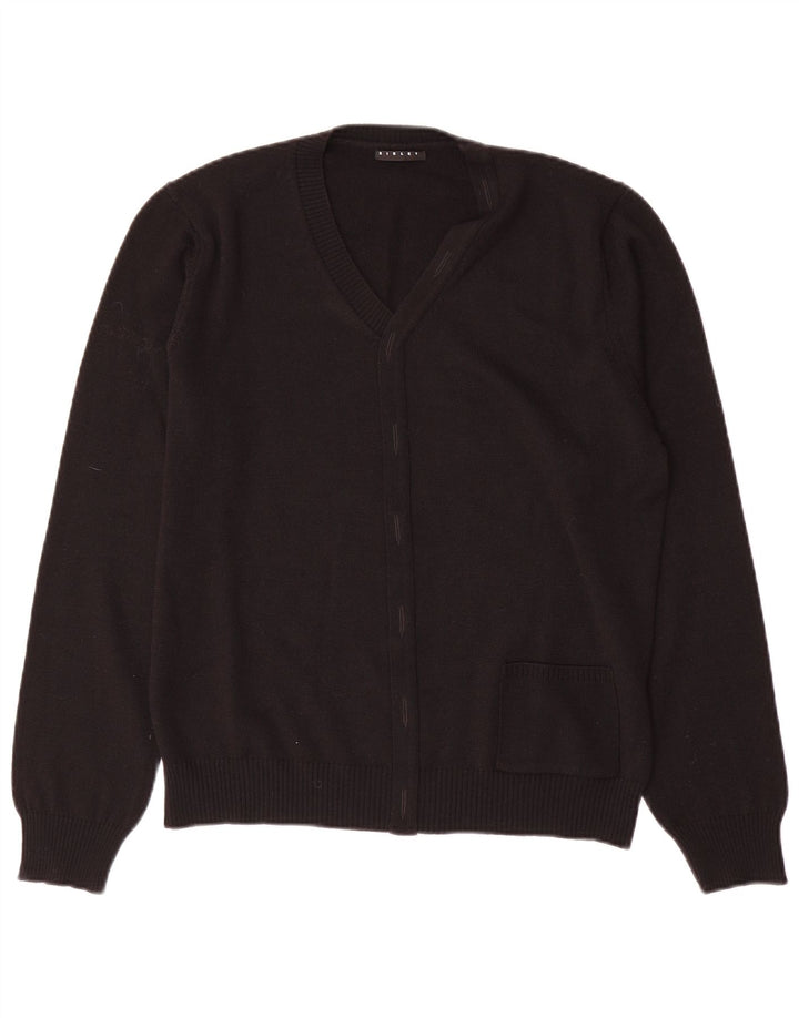 SISLEY Jersey con cuello en V para mujer UK 40 Lana negra mediana