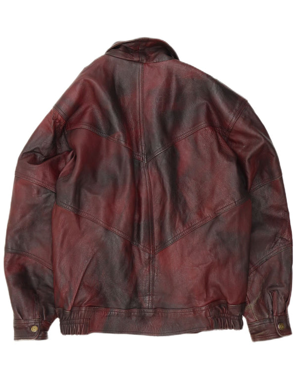 Vintage chaqueta de cuero para hombre Reino Unido 42 XL Borgoña Tie Dye