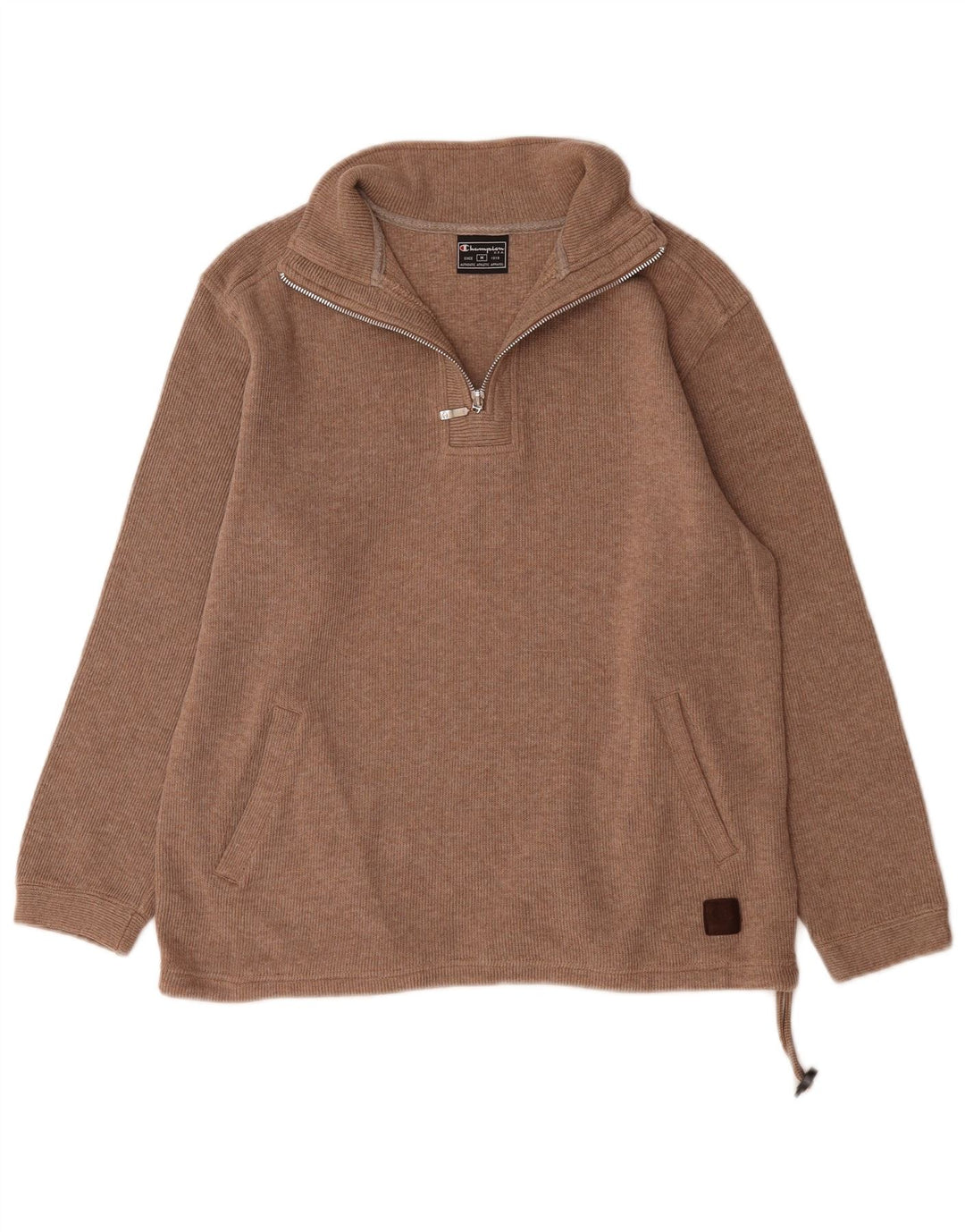 Champion Sudadera con cuello y cremallera para mujer UK 14 Algodón marrón medio