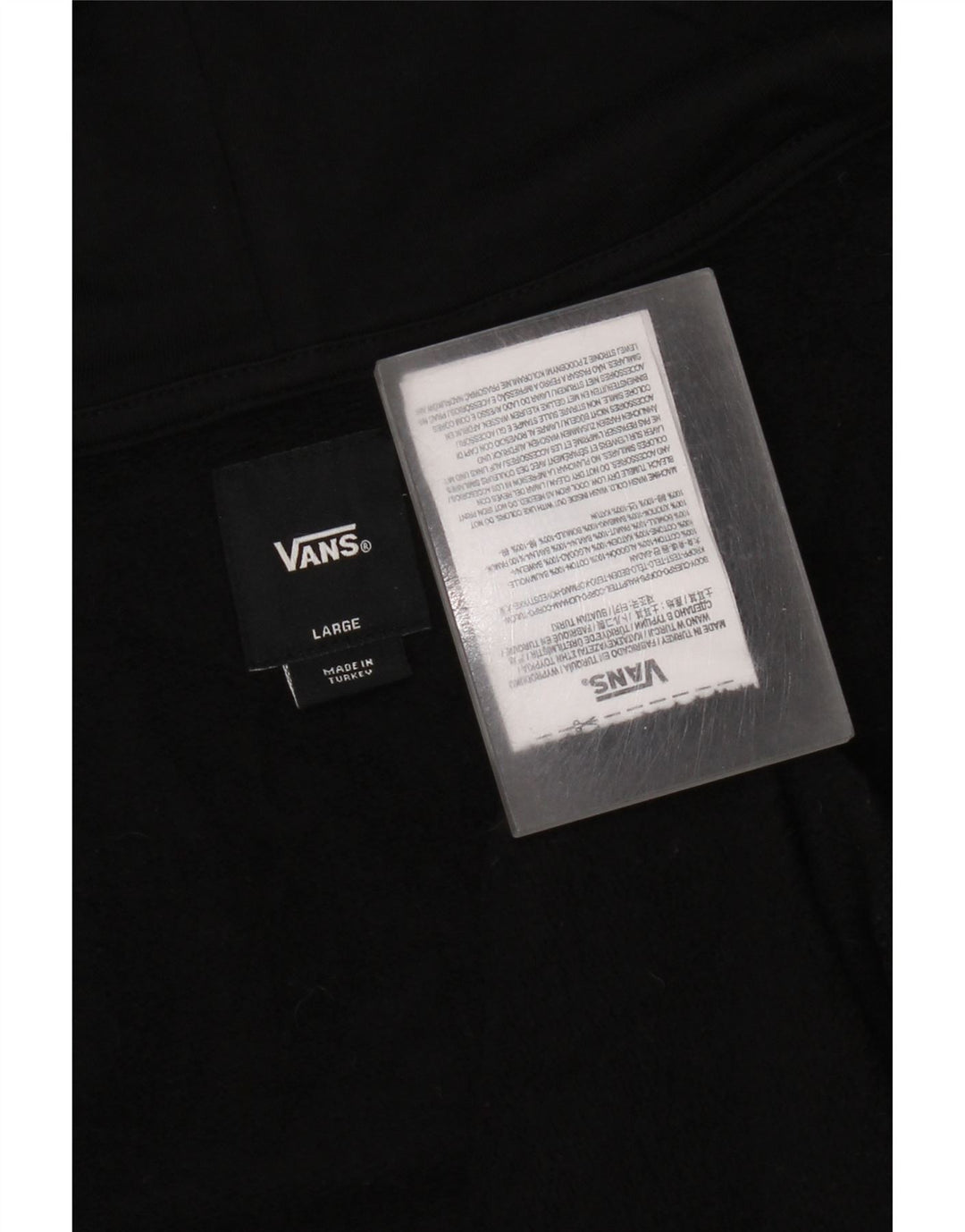 Vans Sudadera con capucha y cremallera gráfica para hombre, talla grande, algodón negro