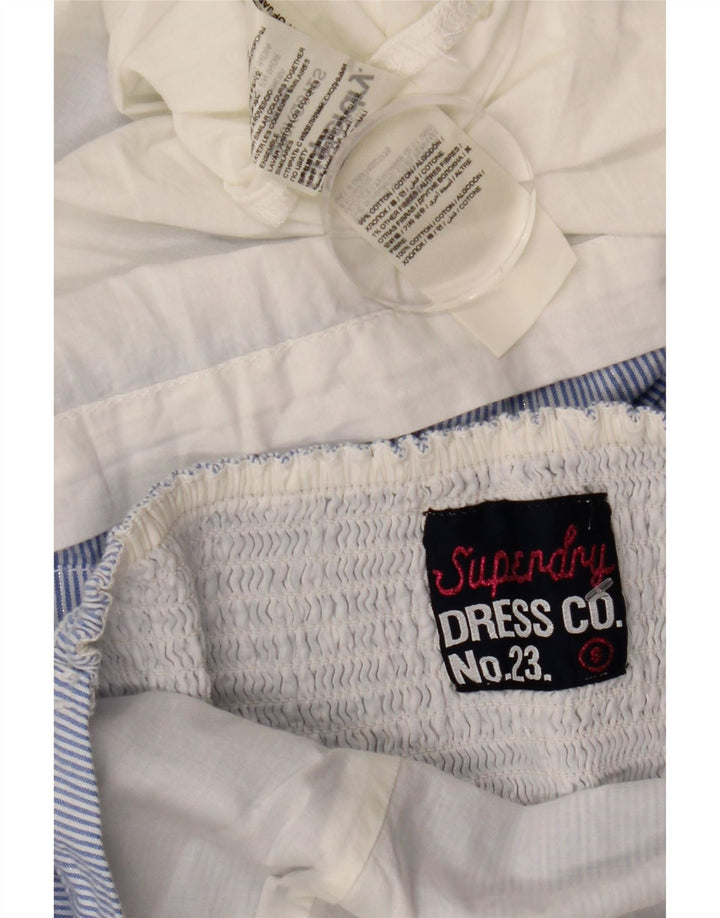 Superdry Mujer Túnica Sin Mangas Top UK 8 Small Azul Rayas Algodón