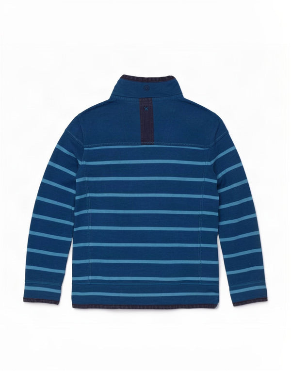 Fat Face Sudadera con Cuello y Cremallera para Mujer UK 40 XL Algodón a Rayas Azul