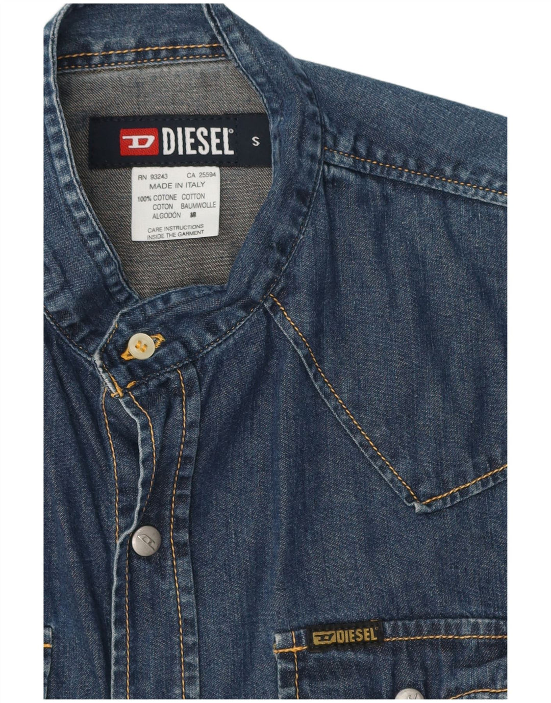 Diesel Mujer Camisa Vaquera Pequeña Algodón Azul