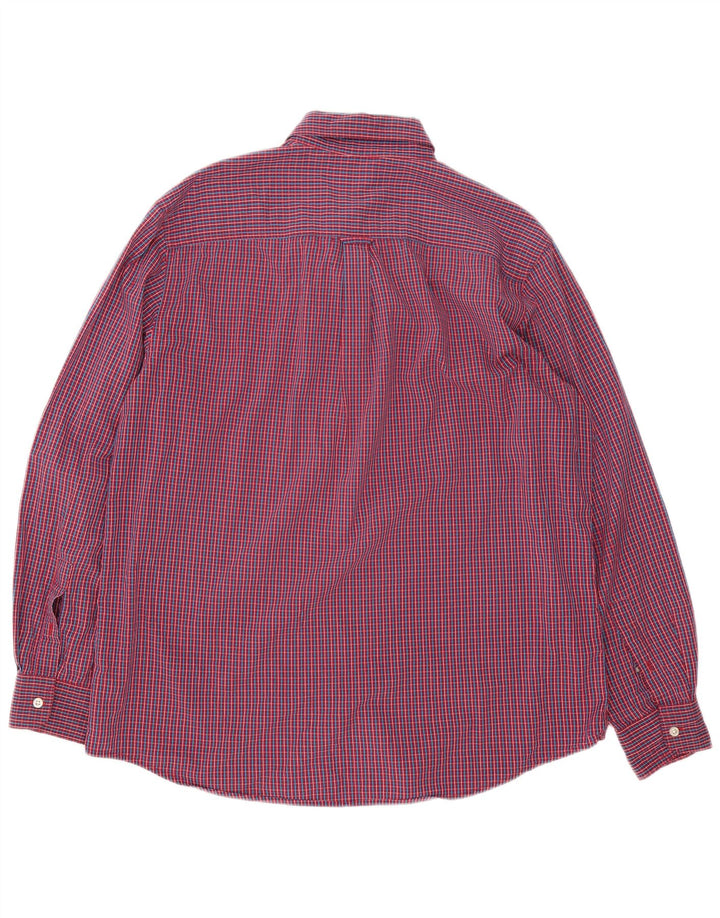 Chaps Camisa para hombre grande de algodón a cuadros rojo