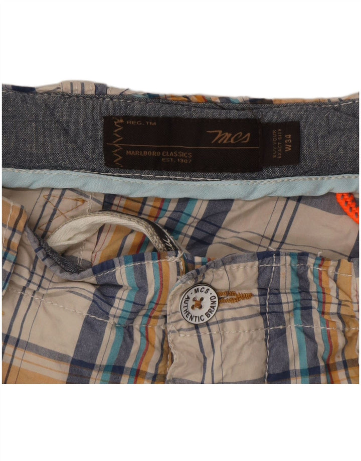 Marlboro Classics Pantalones cortos cargo para hombre W34 Algodón a cuadros multicolor grande