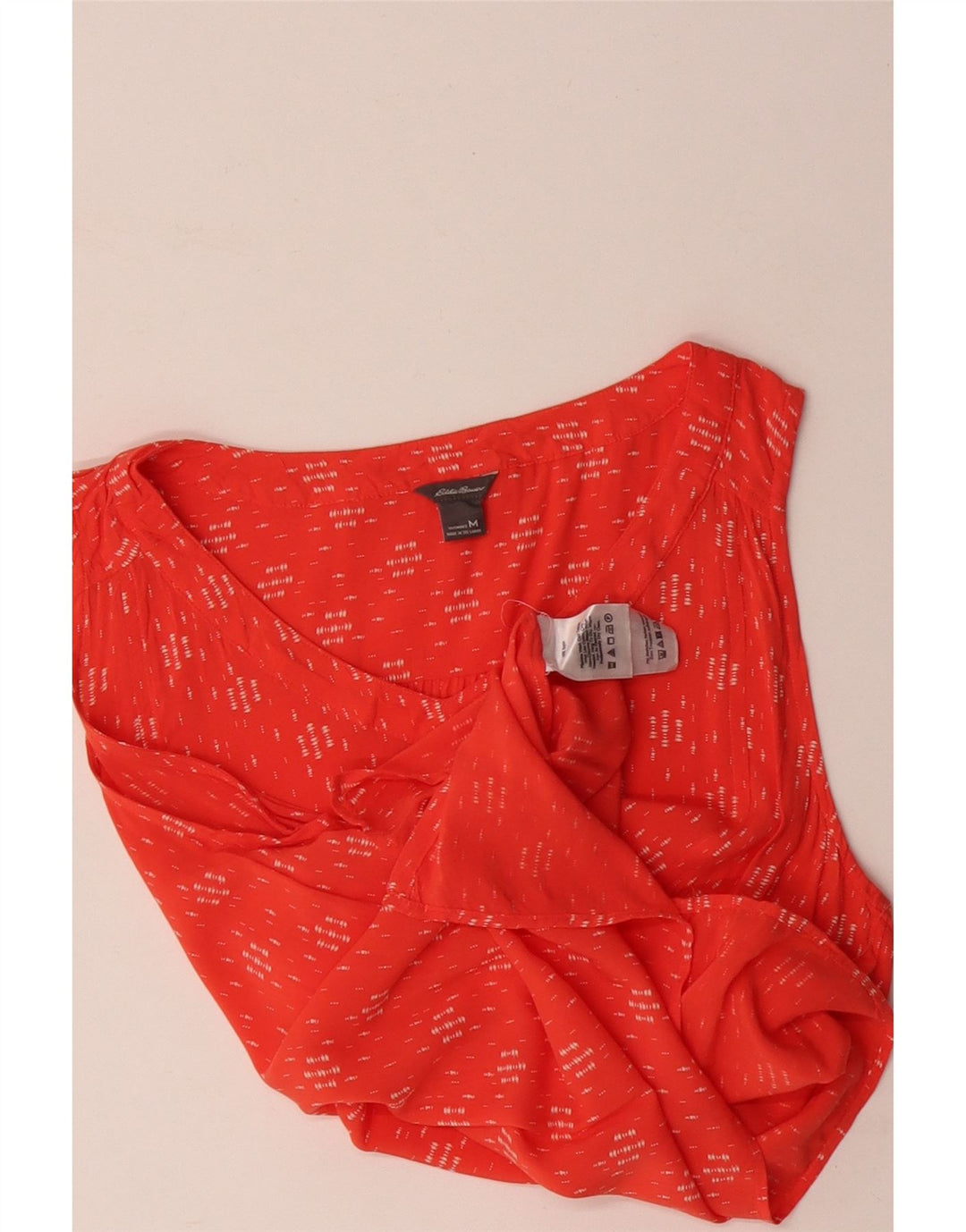 Eddie Bauer Blusa para mujer Top UK 14 Rayón geométrico naranja medio