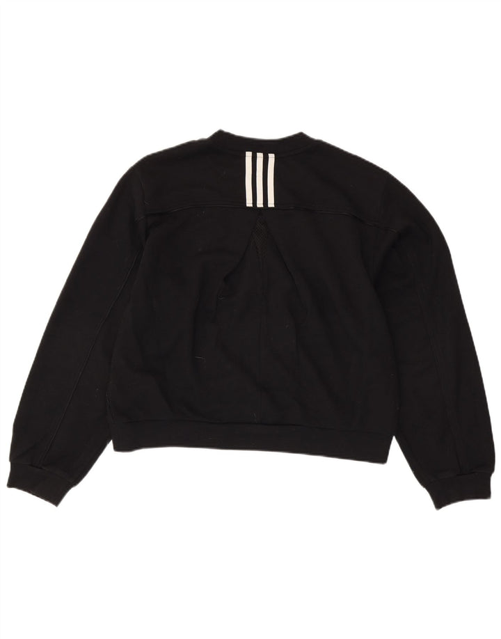 ADIDAS Mujer Crop Oversize Sudadera Jumper UK 8/10 Small Negro