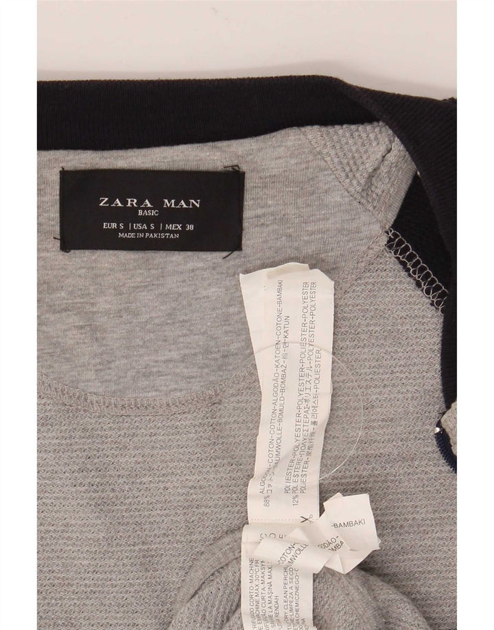 Zara Hombre Chándal Top Chaqueta Small Gris Colorblock Algodón