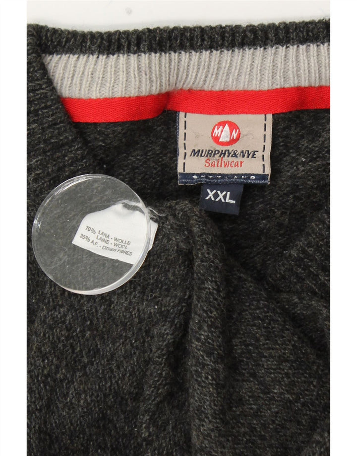 MURPHY & NYE Jersey con cuello en V para hombre 2XL Lana negra