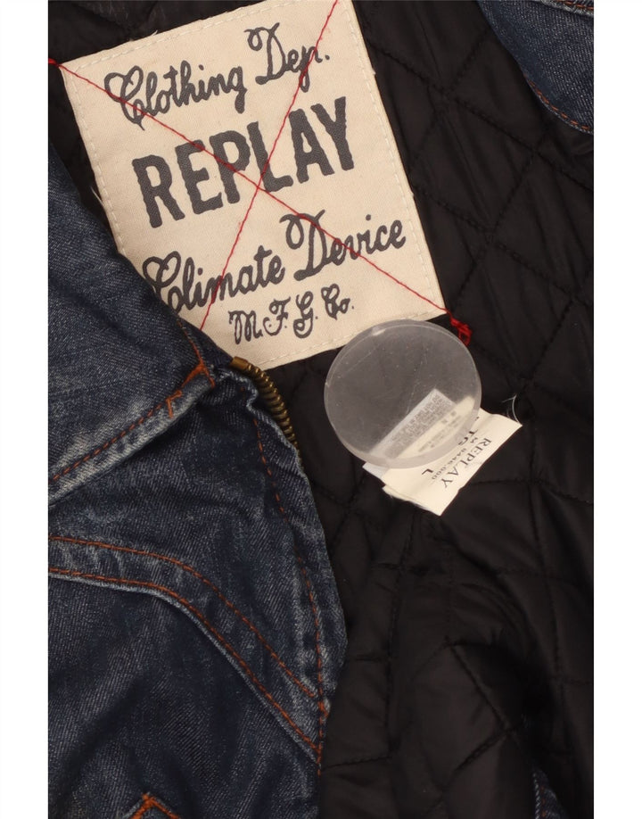 REPLAY Chaqueta vaquera para mujer UK 46 Grande Algodón azul marino
