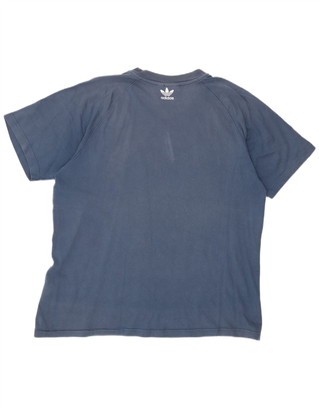 Adidas Hombre Camiseta Gráfica Top Algodón Azul Medio