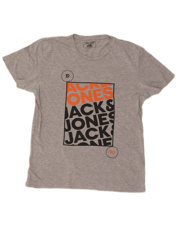 Jack & Jones Hombre Regular Fit Graphic T-Shirt Top XL Algodón moteado gris